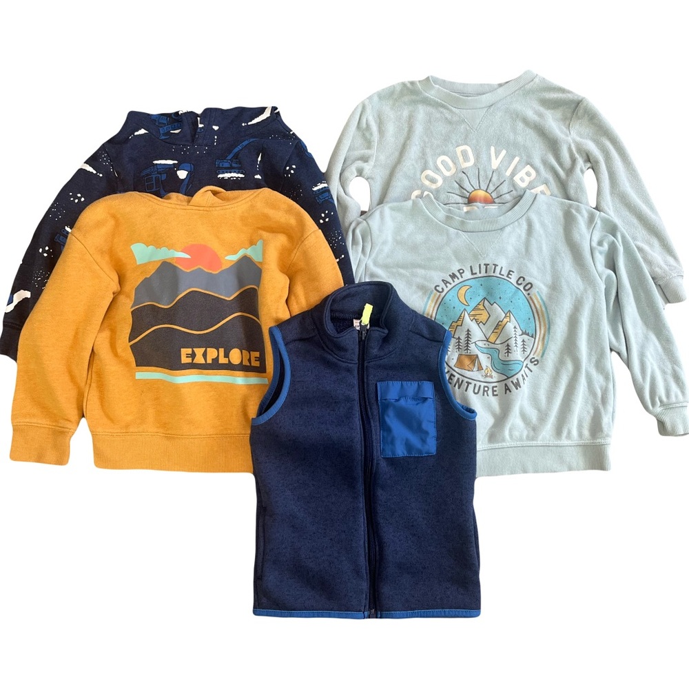 Carter's Adventure Sweatshirt and Vest Set - Yellow, Blue, Gray 3T Boys